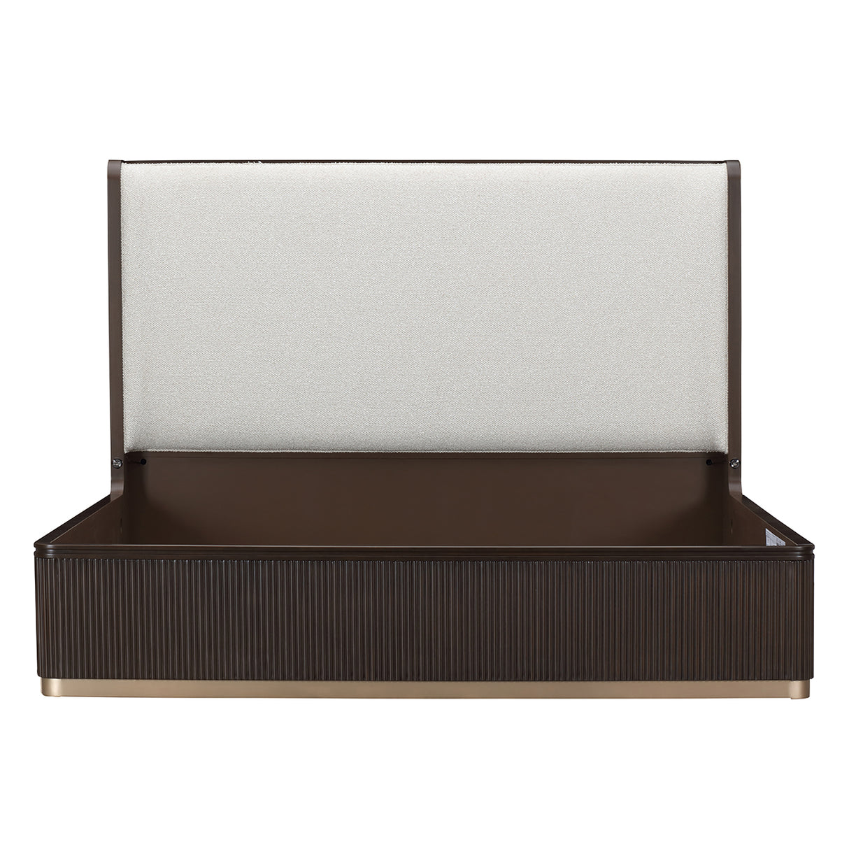 West Kensington Eastern King Bed in Medium Espresso with Upholstered Headboard | AICO by Michael Amini