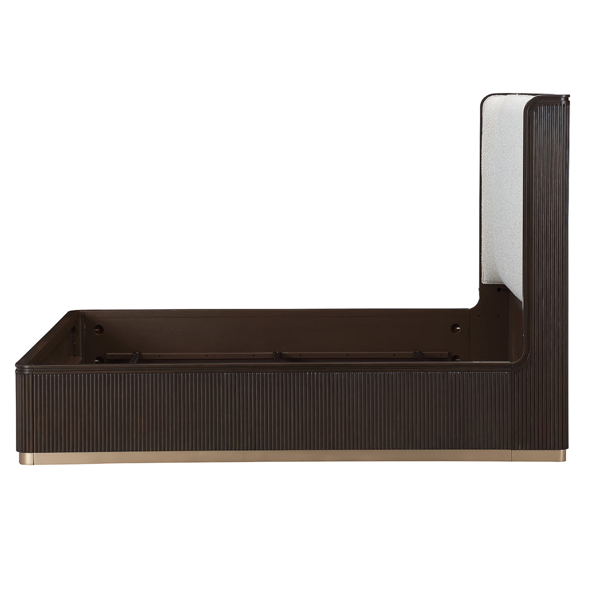 West Kensington Eastern King Bed in Medium Espresso with Upholstered Headboard | AICO by Michael Amini