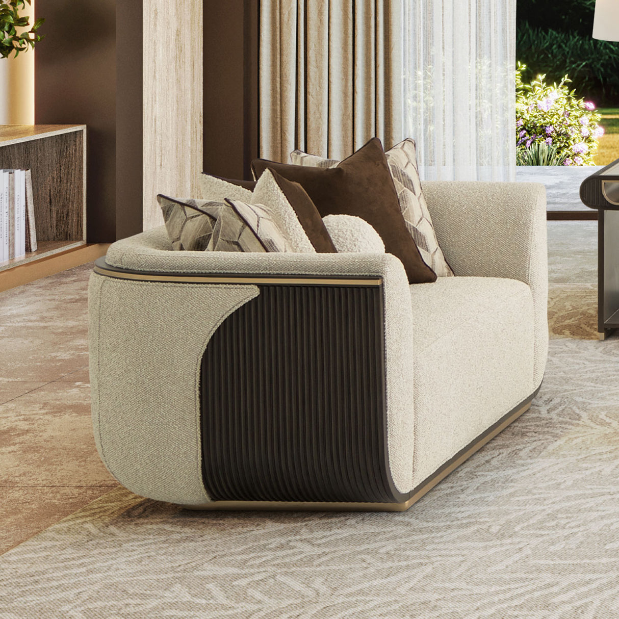 West Kensington Espresso Sofa Gold Base aico michael amini