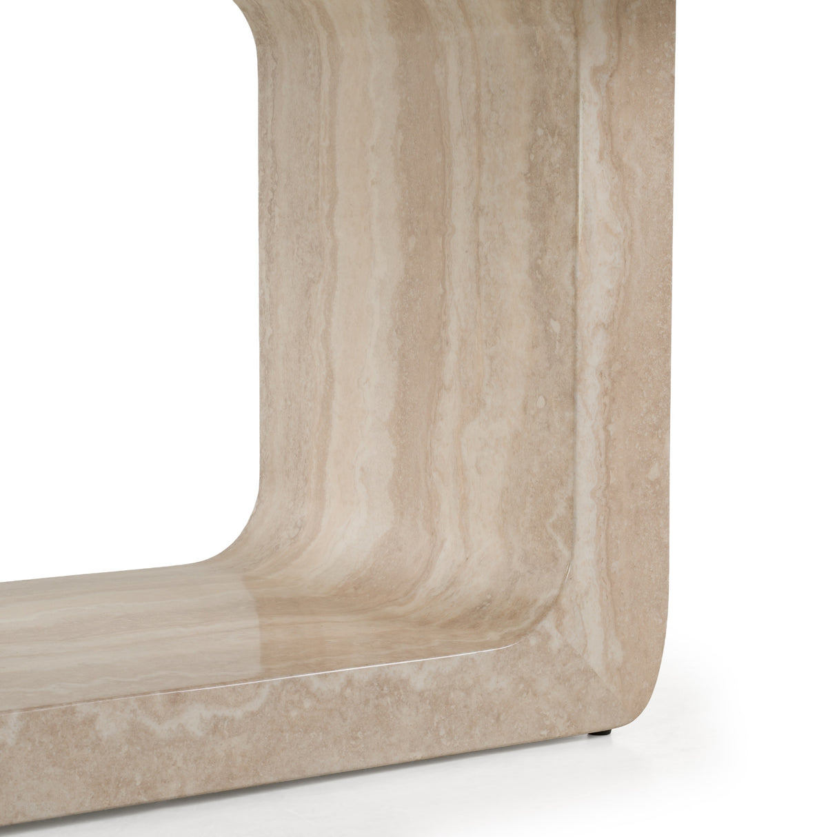 Wolff - Modern White Oak + Faux Travertine Dining Table - View Image 1