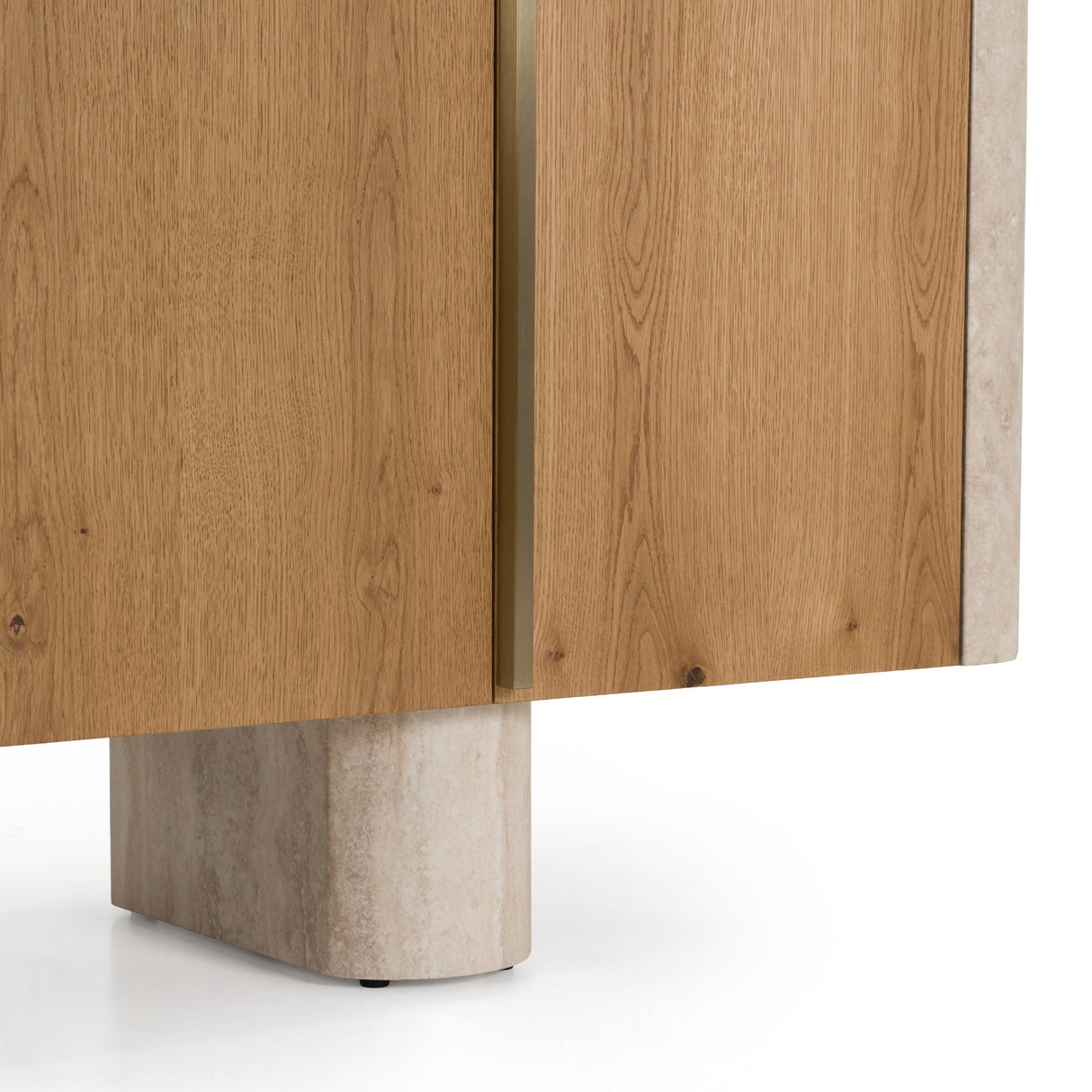 Wolff - Modern White Oak + Faux Travertine Buffet - View Image 1