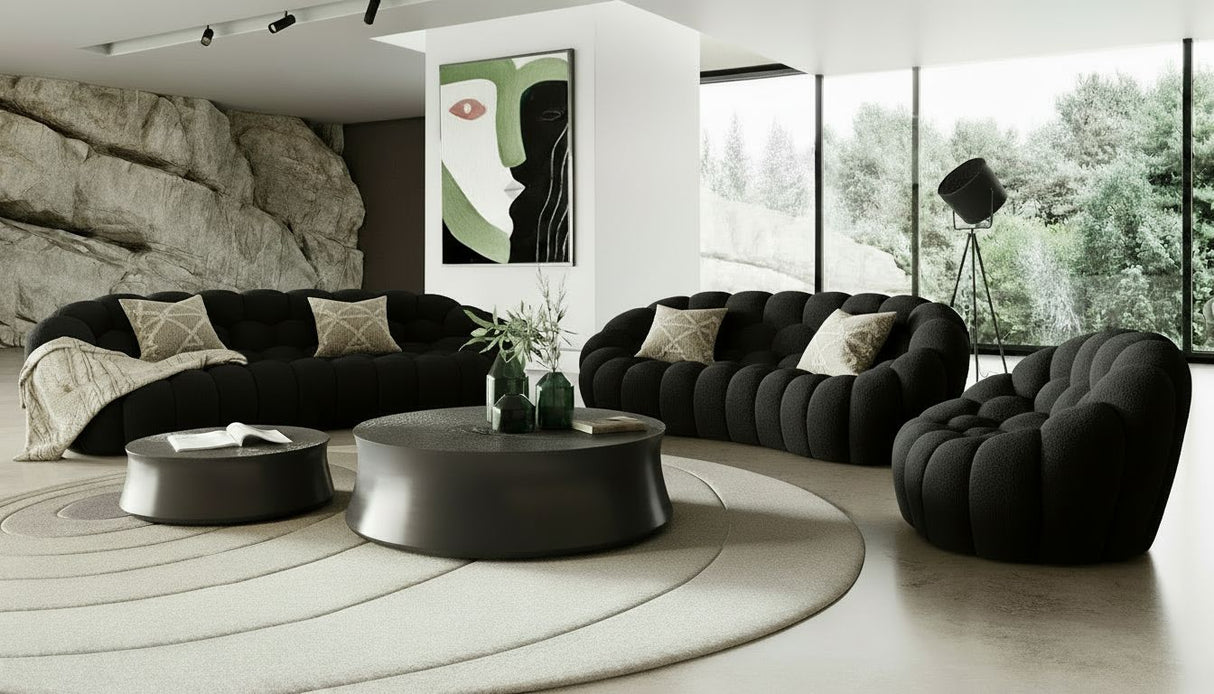 Divani Casa Yolonda - Modern Curved Black Fabric Chair