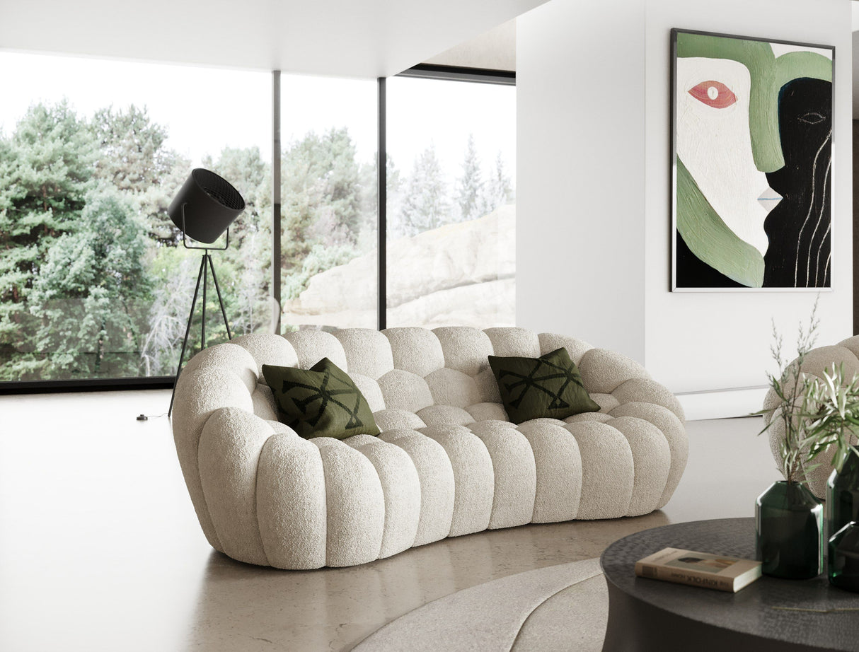 Divani Casa Yolonda - Modern Curved Off-White Fabric Loveseat - Home Elegance USA