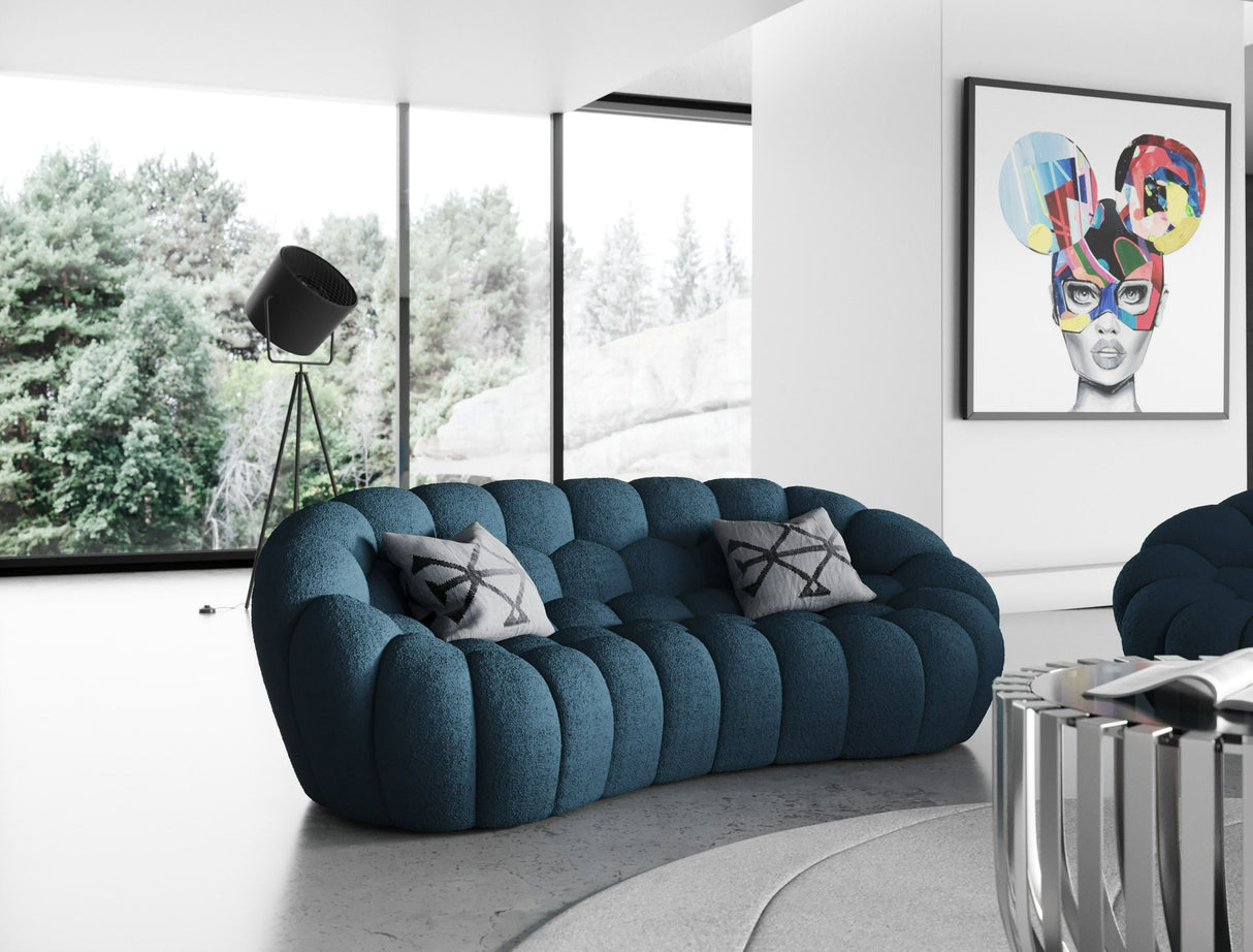 Divani Casa Yolonda - Modern Curved Dark Teal Fabric Loveseat - sold by Home Elegance USA