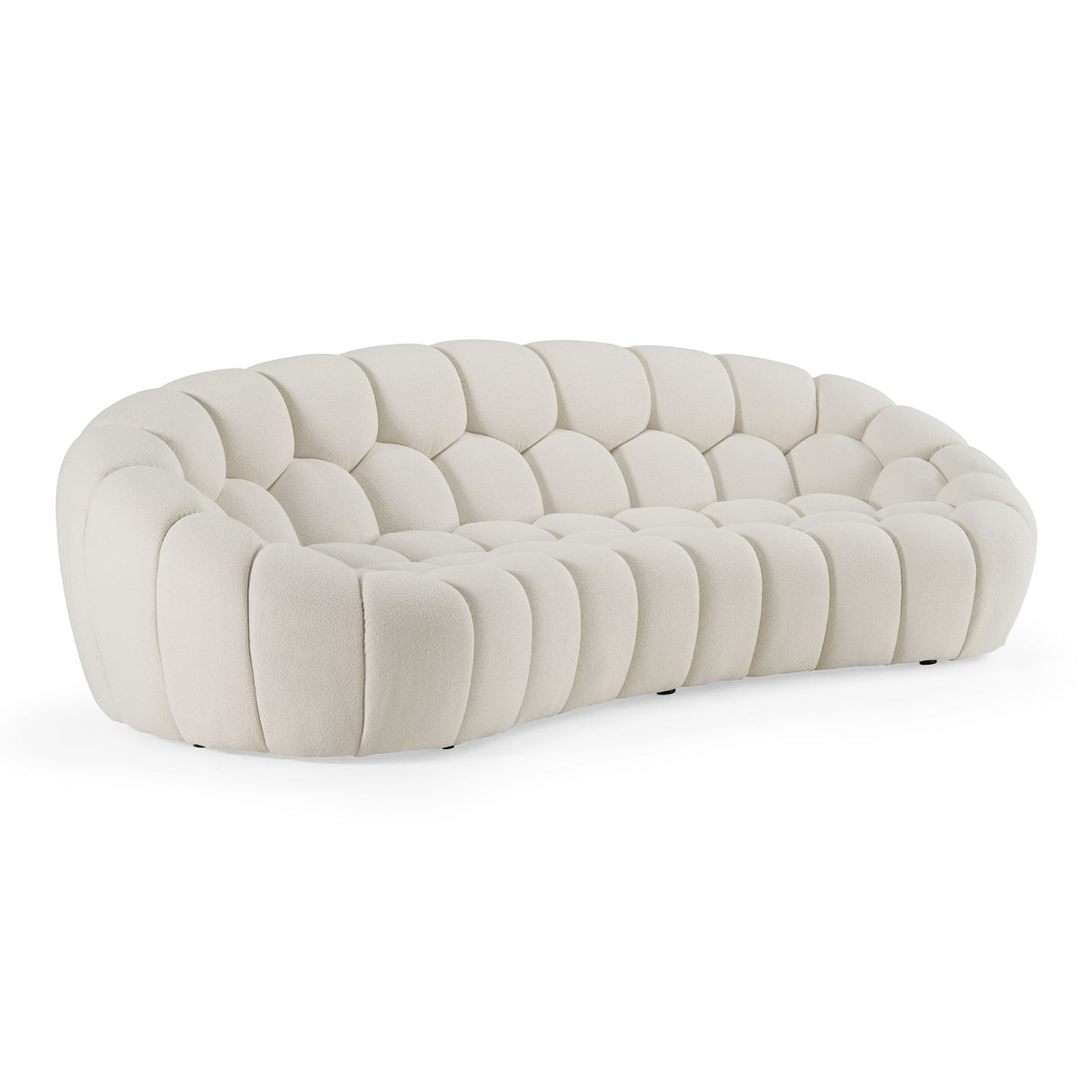 Divani Casa Yolonda - Modern Curved Off-White Fabric Sofa