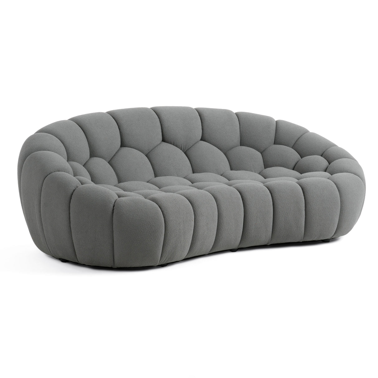 Yolonda - Modern Curved Light Grey Fabric Loveseat - View Image 1
