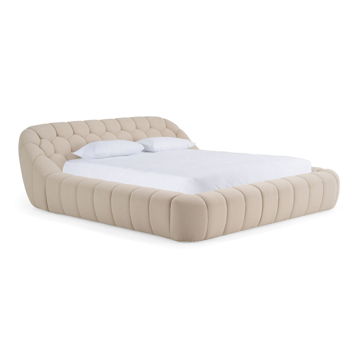 Queen Yolonda - Modern Beige Fabric Bed