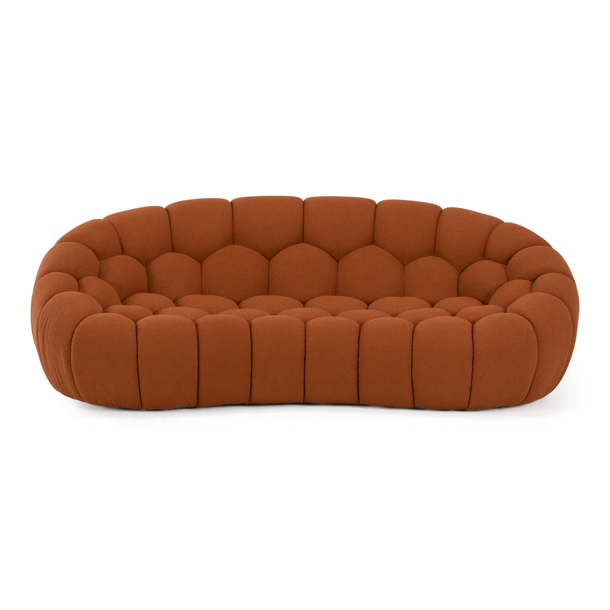Yolonda - Modern Curved Orange Fabric Loveseat - View Image 1