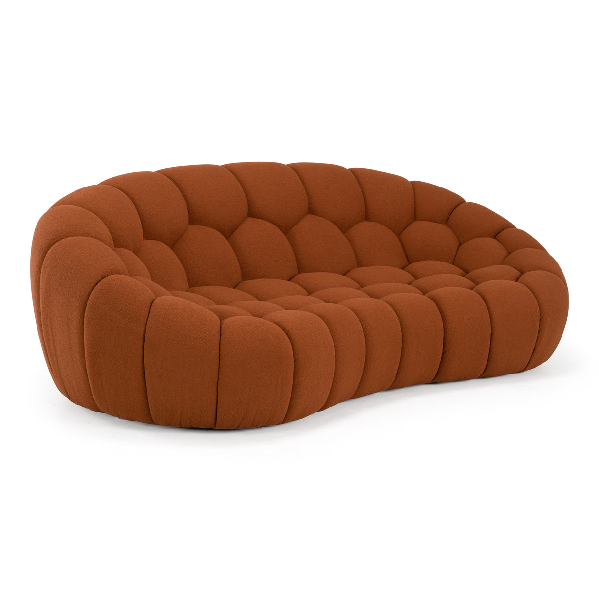 Yolonda - Modern Curved Orange Fabric Loveseat - View Image 1