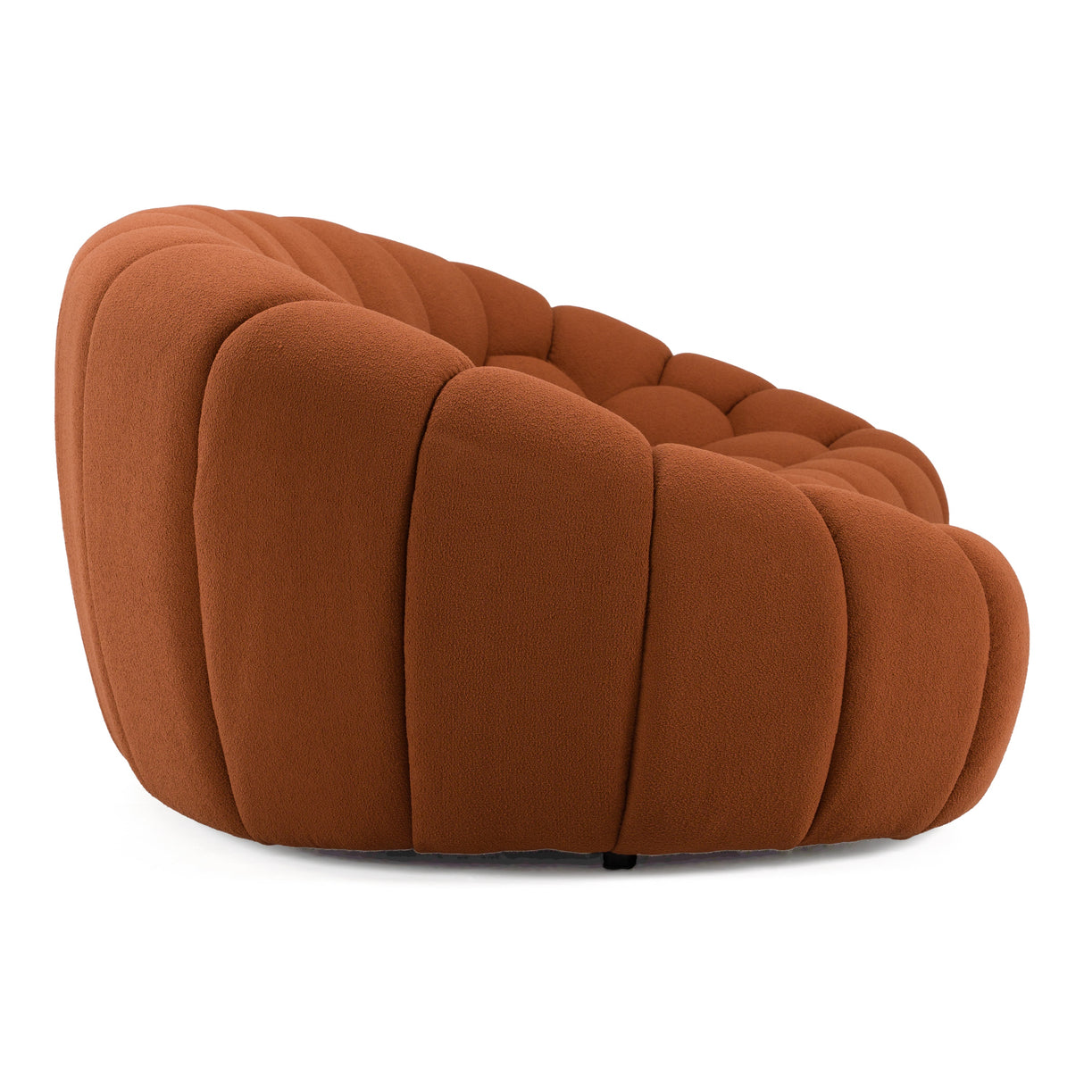 Yolonda - Modern Curved Orange Fabric Sofa - View Image 1