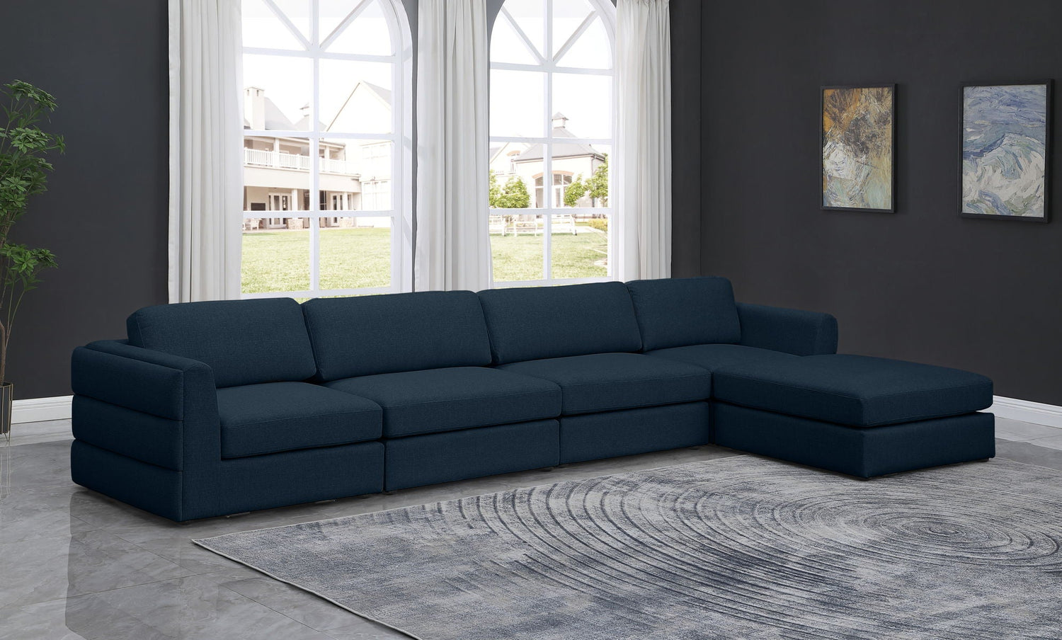 Beckham - Modular Sectional 5 Piece - Navy | Home Elegance USA