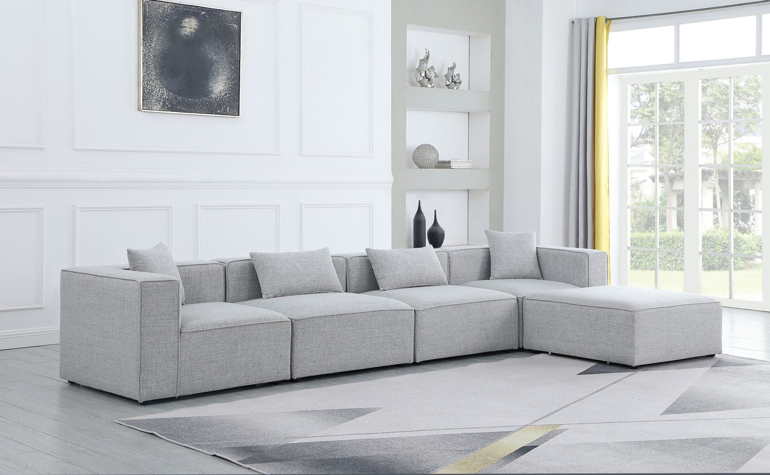 Cube - Modular Sectional 5 Piece - Gray - Fabric | Home Elegance USA