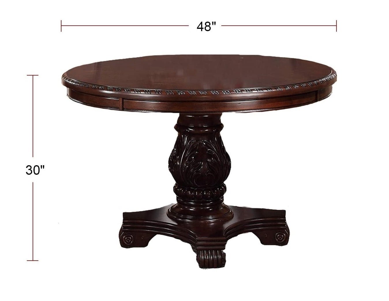 Majestic Classic Formal Dining Room Table And 4x Side Chairs Brown 5pc Set Dining Table Pedestal Base Round Table Faux Leather - Home Elegance USA