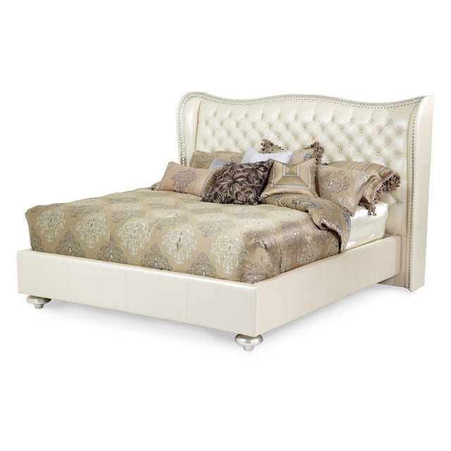 Aico Furniture - Hollywood Swank Queen Platform Bed In Creamy Pearl - 03000Nqnup3-14