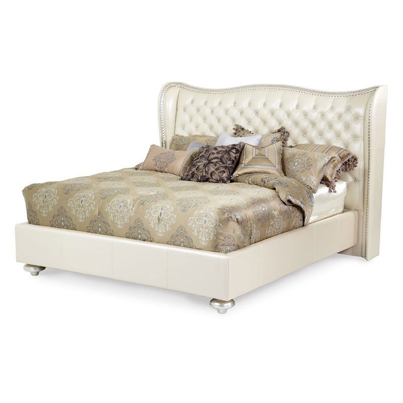 Aico Furniture - Hollywood Swank Eastern King Platform Bed In Creamy Pearl - 03000Nekup3-14