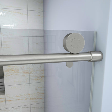 Shower Door 48" W x 76"H Single Sliding Bypass Shower Enclosure,Brushed Nickel