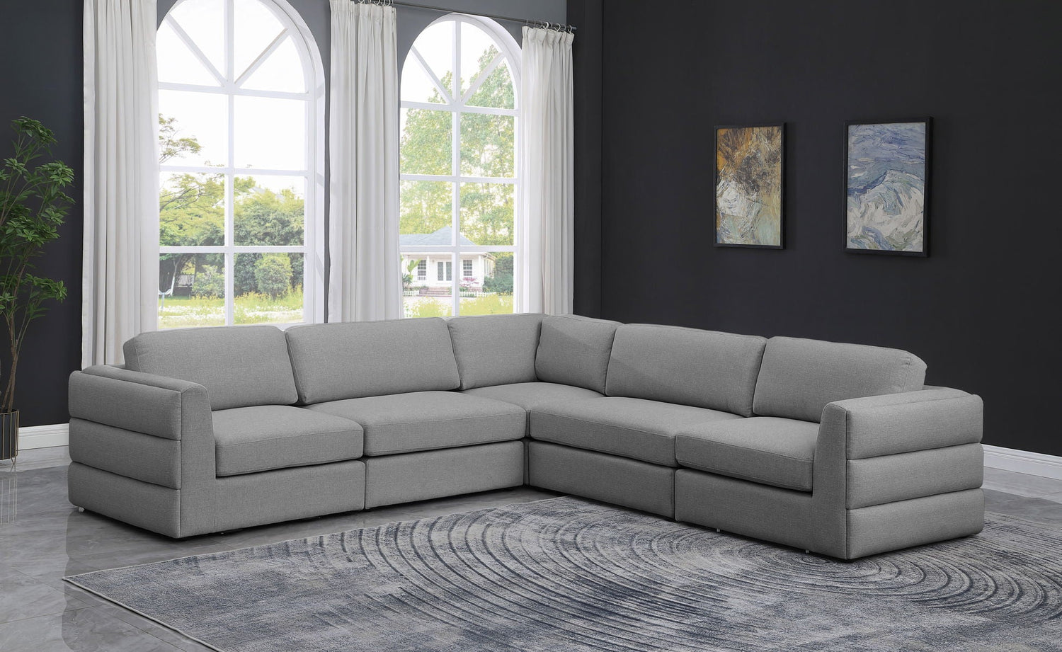 Beckham - Modular Sectional 5 Piece - Gray - Modern & Contemporary | Home Elegance USA