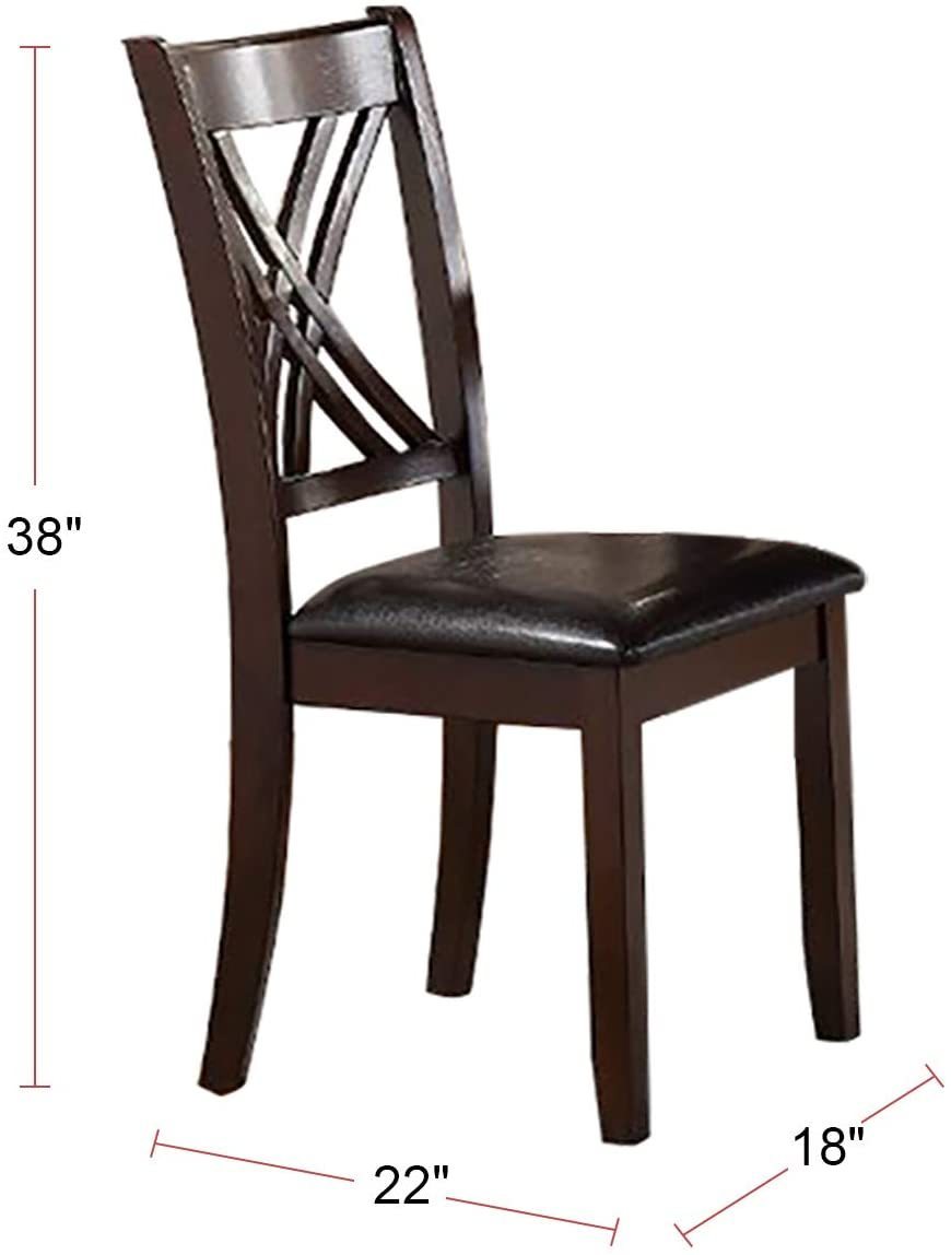 7pcs Dining Set Dining Table 6 Side Chairs Clean Espresso Finish Cushion Seats X Design back Chairs | Home Elegance USA