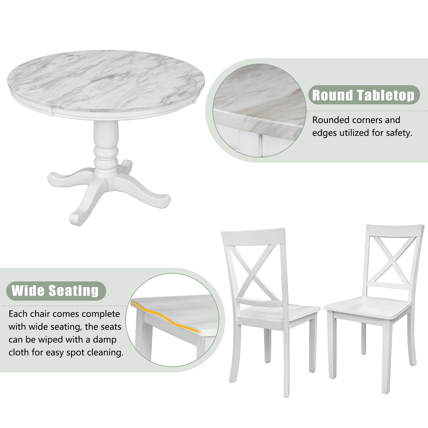 Orisfur. 5 Pieces Dining Table and Chairs Set for 4 Persons, Kitchen Room Solid Wood Table with 4 Chairs - Home Elegance USA