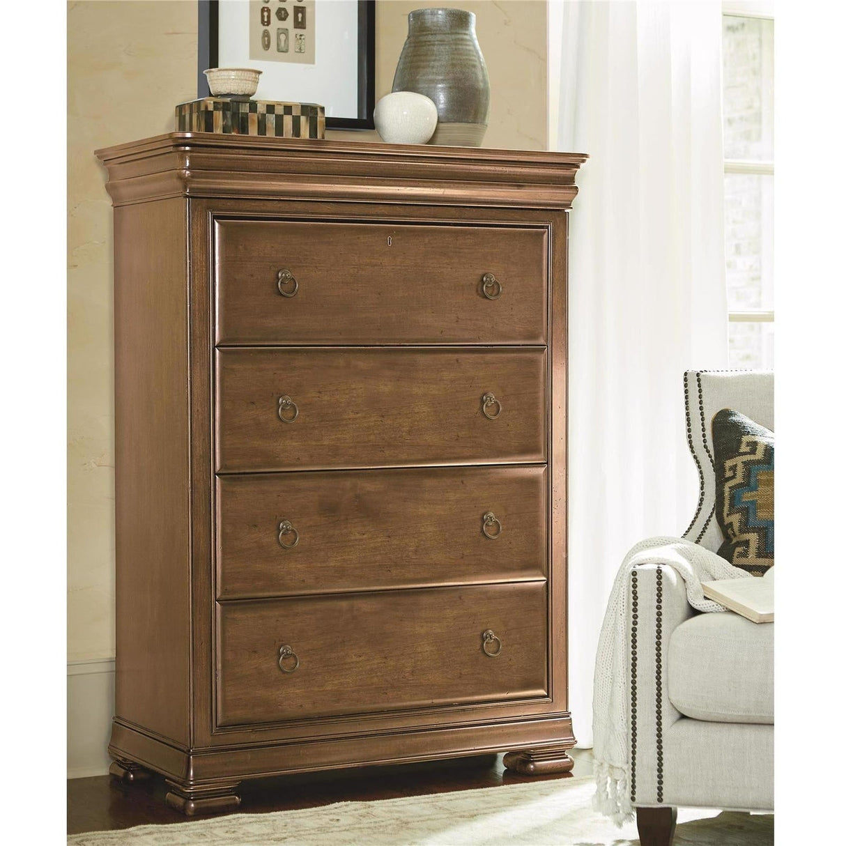 New Lou 4-Drawer Chest Cognac Finish Bedroom Storage – Universal