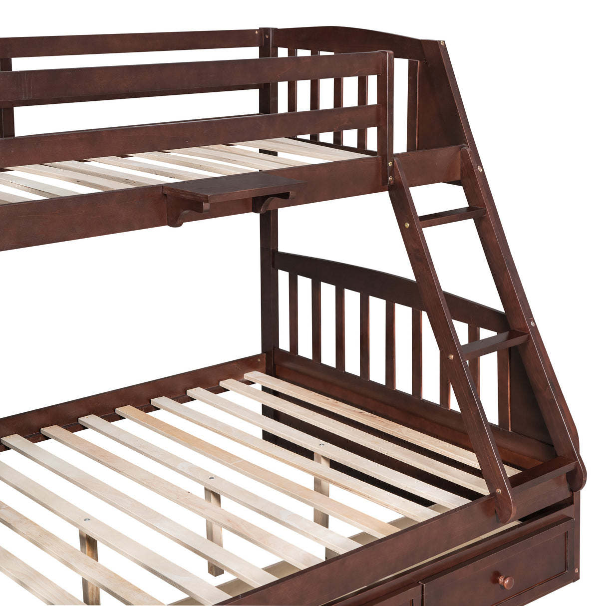 Twin-Over-Full Bunk Bed with Drawers,Ladder and Storage Staircase, Espresso - Home Elegance USA