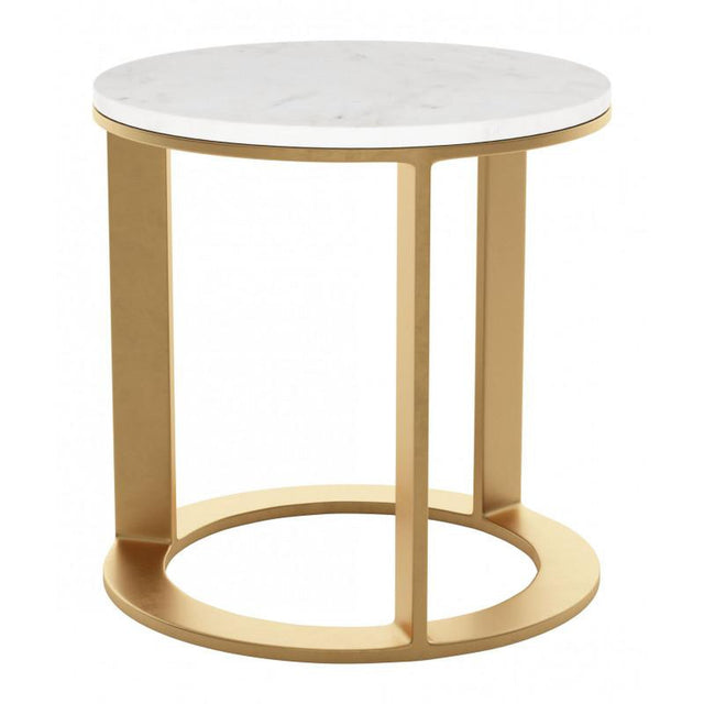 Zuo Helena Side Table White & Gold