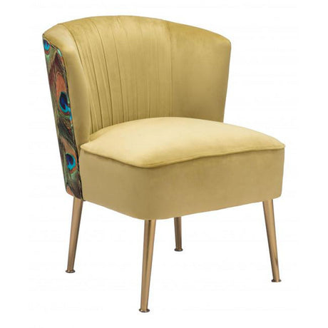 Zuo Tabitha Accent Chair Green, Gold & Peacock Print