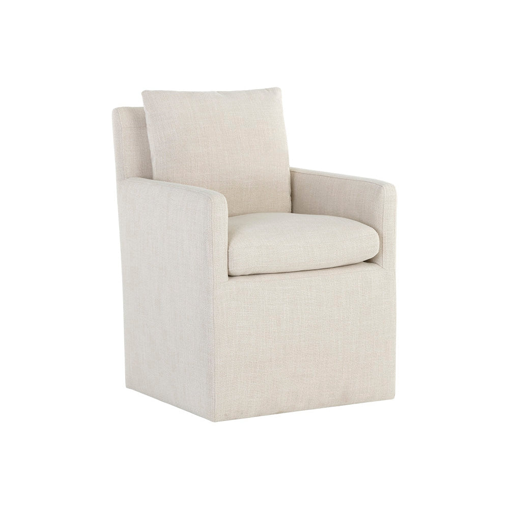 Glenrose Wheeled Dining Armchair - Effie Linen - Home Elegance USA