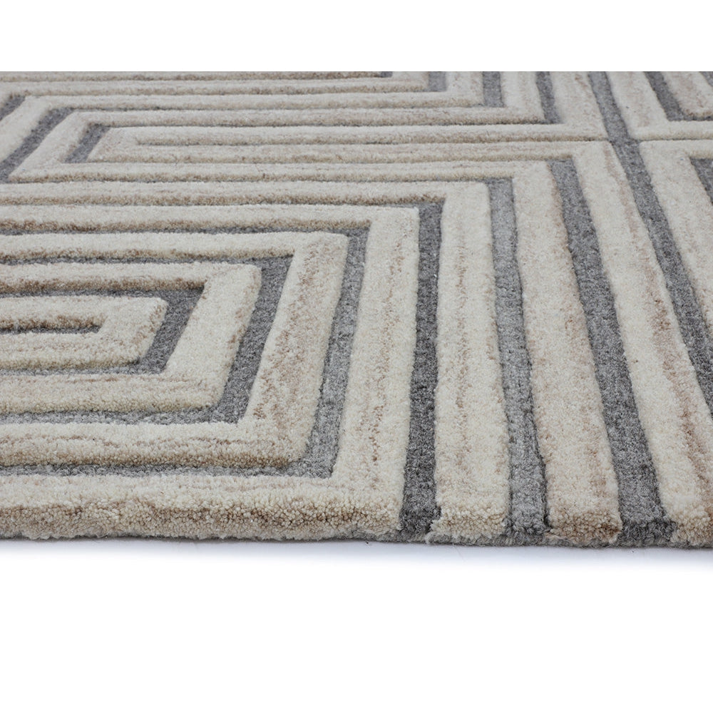 Oslow Hand - Tufted Rug - Beige / Grey - Home Elegance USA