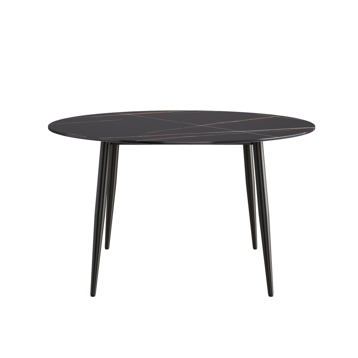 53.15 " modern artificial stone black round dining table with black metal legs - can accommodate 6 people. | Home Elegance USA