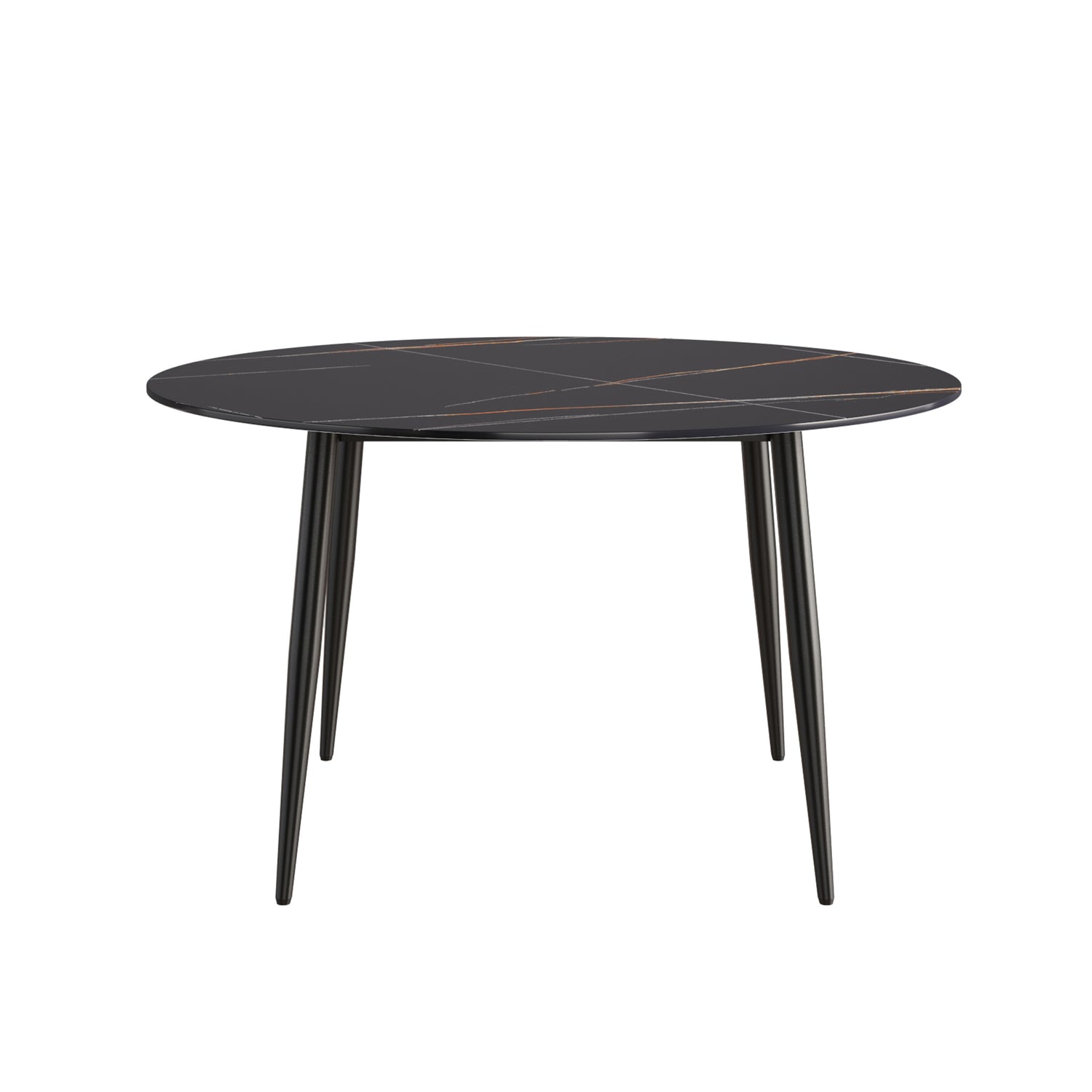53.15 " modern artificial stone black round dining table with black metal legs - can accommodate 6 people. | Home Elegance USA