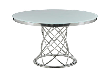 Coaster Furniture - Irene Round Glass Top Dining Table White And Chrome - 110401