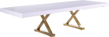 Meridian Furniture - Excel Extendable 2 Leaf Dining Table In White Lacquer - 994-T