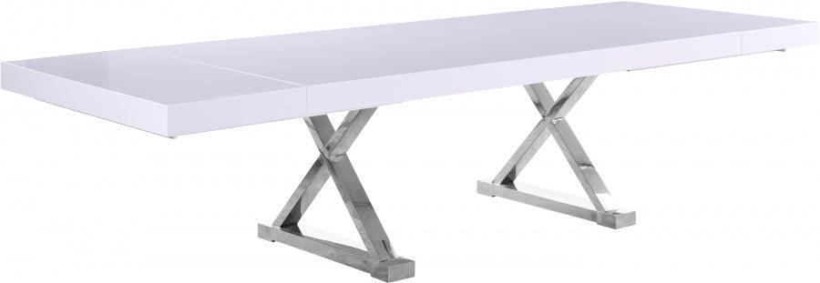 Meridian Furniture - Excel Extendable 2 Leaf Dining Table In White Lacquer - 997-T