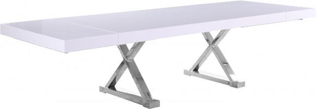 Meridian Furniture - Excel Extendable 2 Leaf Dining Table In White Lacquer - 997-T