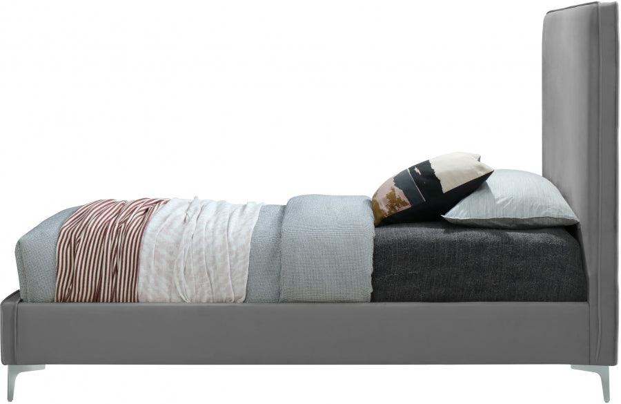 Meridian Furniture - Geri Velvet King Bed In Grey - Gerigrey-K