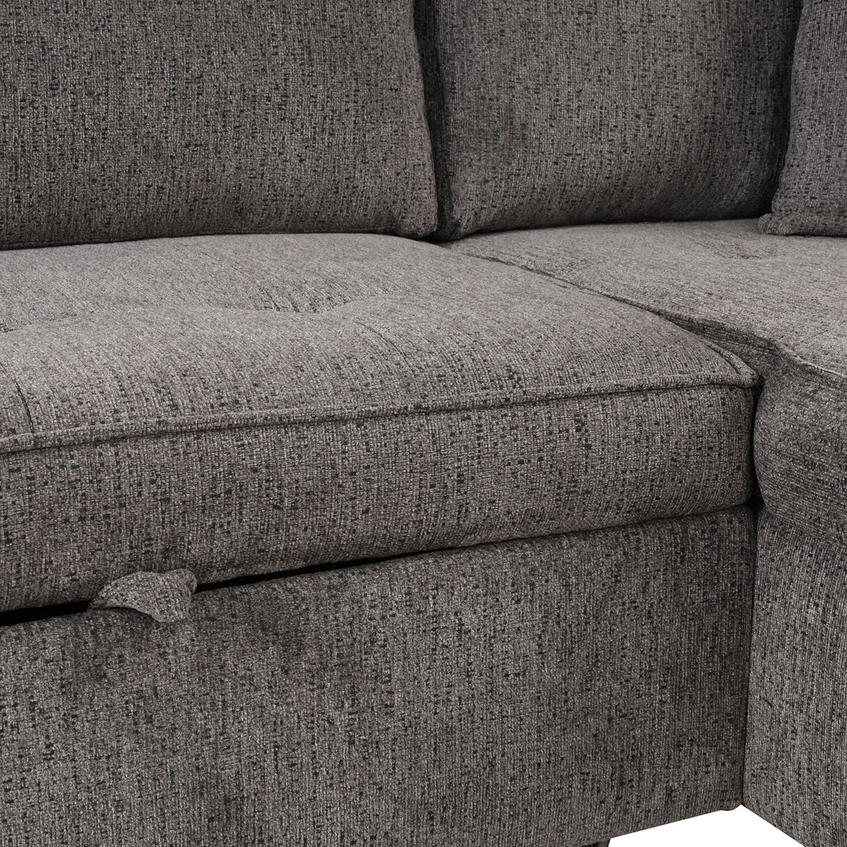 104" Modern L-Shape 3 Seat Reversible Sectional Couch, Pull Out Sleeper Sofa with Storage Chaise and 2 Stools for Living Room Furniture Set,Knox Charcoal (old sku:SG000431AAA) - Home Elegance USA