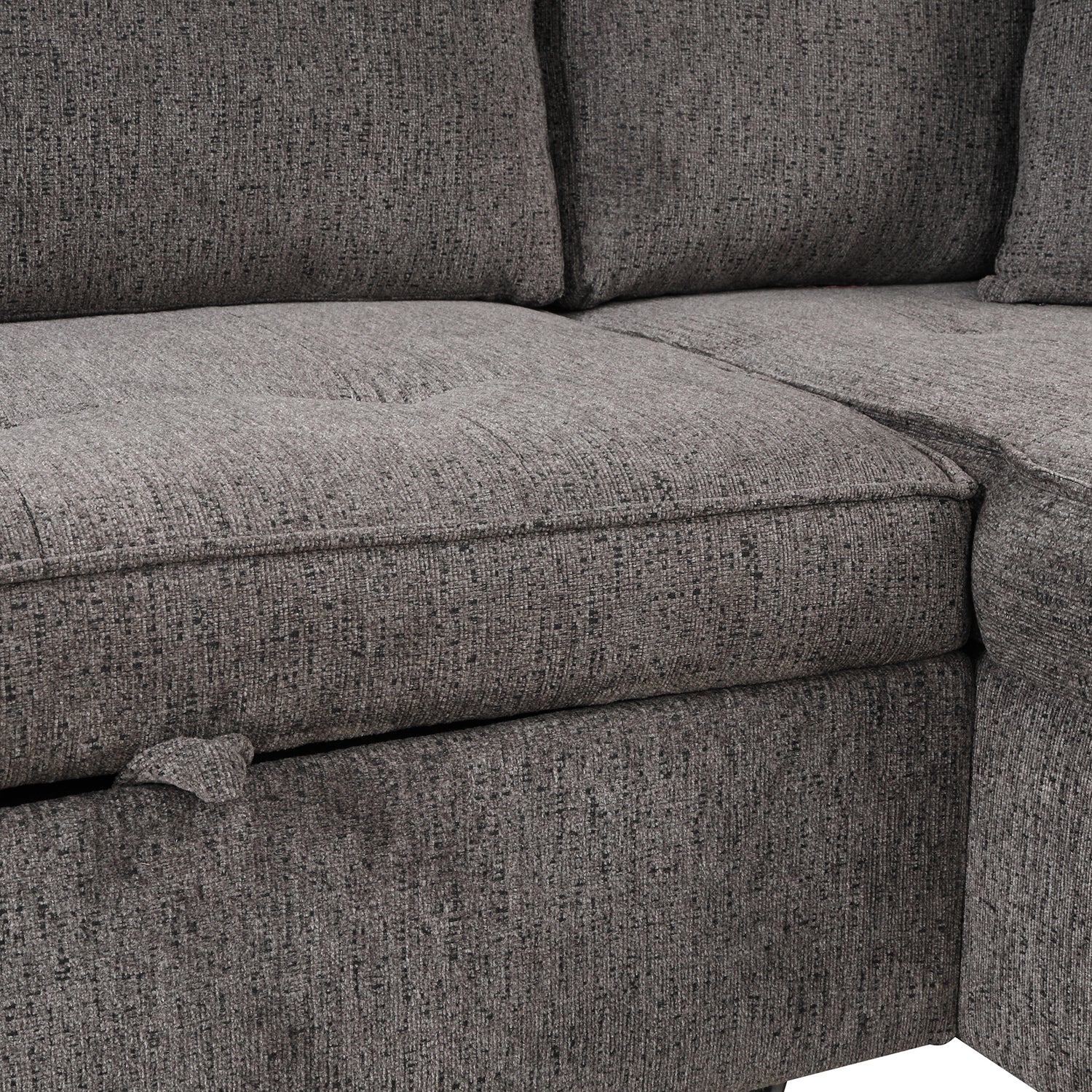 104" Modern L-Shape 3 Seat Reversible Sectional Couch, Pull Out Sleeper Sofa with Storage Chaise and 2 Stools for Living Room Furniture Set,Knox Charcoal (old sku:SG000431AAA) - Home Elegance USA