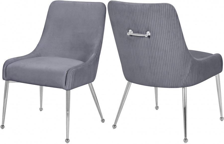 Ace Velvet Dining Chair Set Of 2 In Grey - 856Grey | Meridian | Home Elegance USA