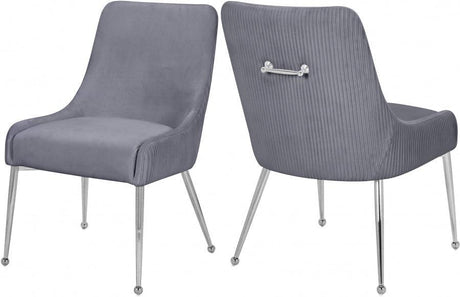 Ace Velvet Dining Chair Set Of 2 In Grey - 856Grey | Meridian | Home Elegance USA