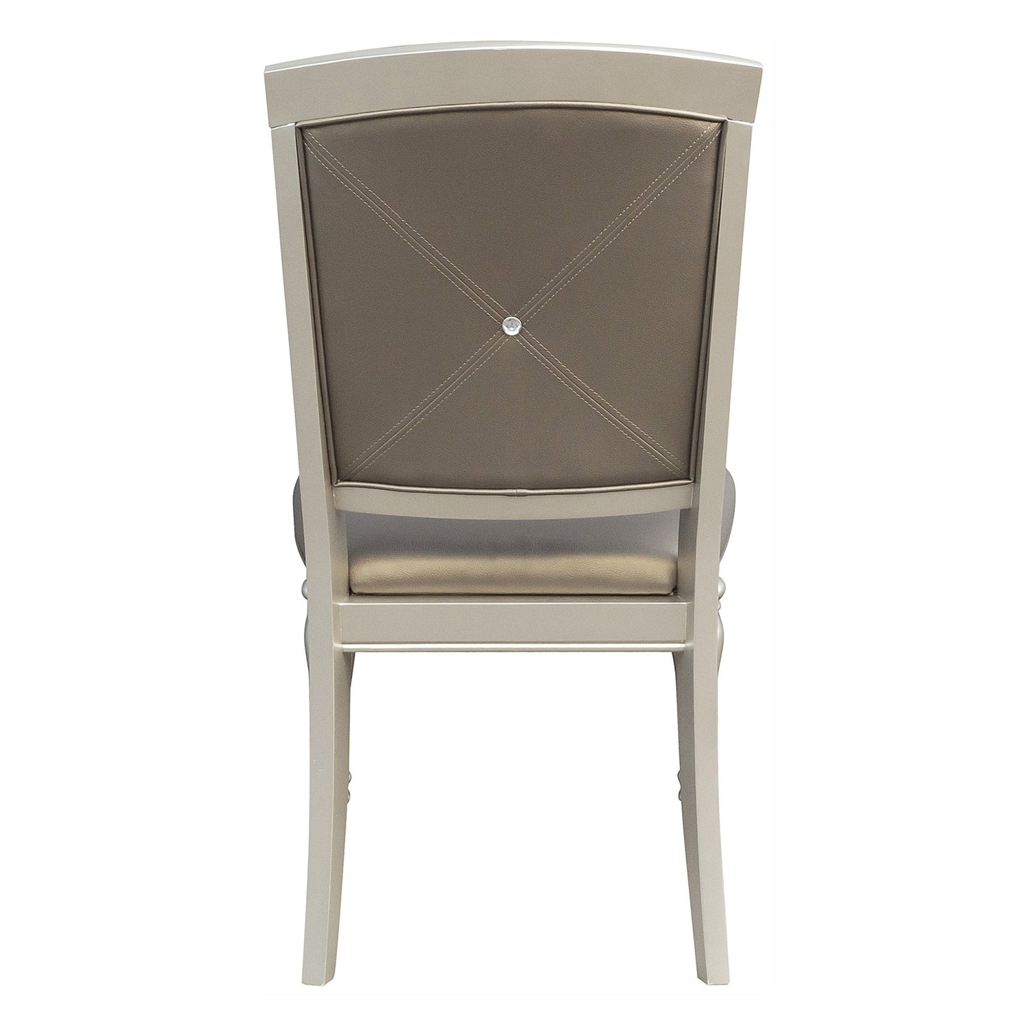 Glamorous Silver Finish Dining Set 5pc Dining Table 4x Side Chairs Crystal Button Tufted Upholstered Modern Style Furniture - Home Elegance USA
