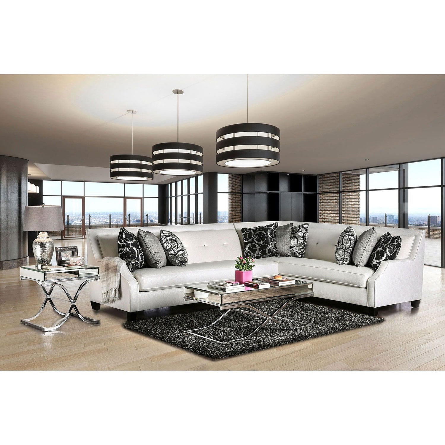 Betria - Sectional - Silver / White | Home Elegance USA