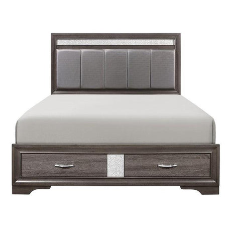 Homelegance - Luster Queen Platform Bed With Footboard In Gray - 1505-1*