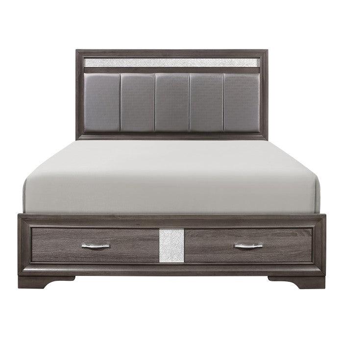 Homelegance - Luster Eastern King Platform Bed With Footboard In Gray - 1505K-1Ek*