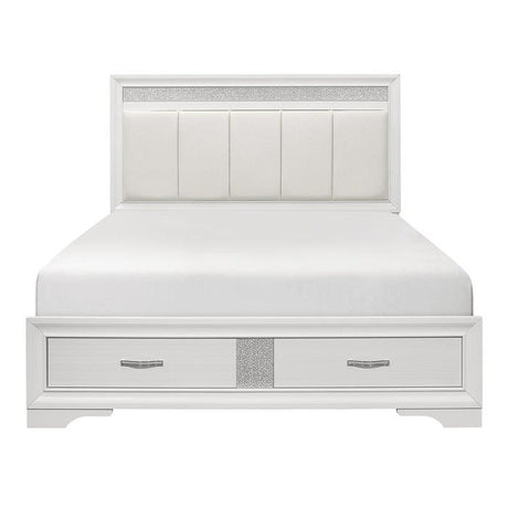 Homelegance - Luster Queen Platform Bed With Footboard Storage In White - 1505W-1*