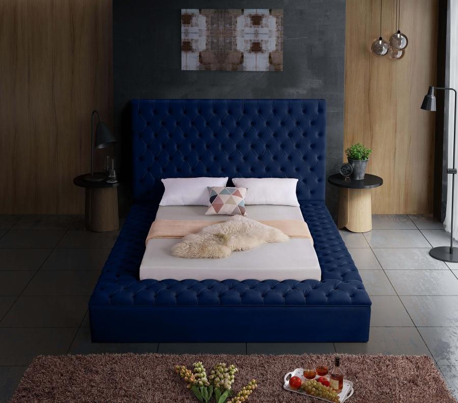 Bliss Velvet King Bed In Navy - Blissnavy - K | Meridian | Home Elegance USA