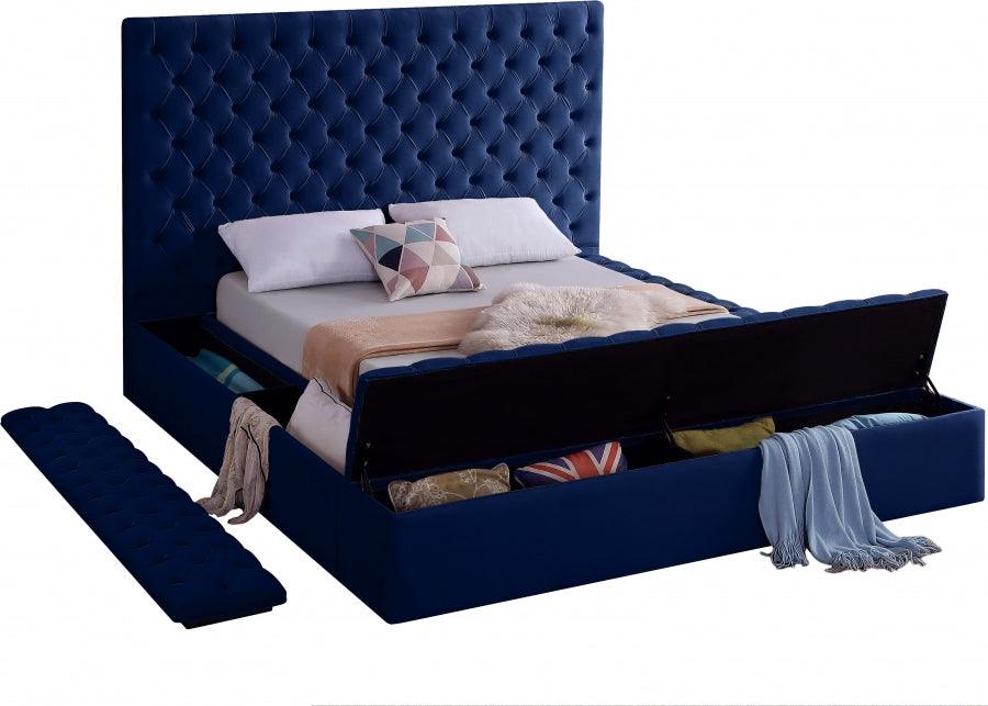 Bliss Velvet Queen Bed In Navy - Blissnavy - Q | Meridian | Home Elegance USA