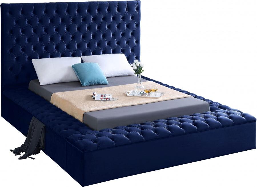 Bliss Velvet King Bed In Navy - Blissnavy - K | Meridian | Home Elegance USA