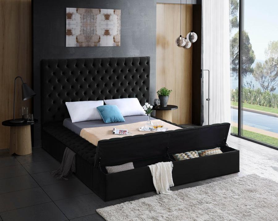 Bliss Velvet King Bed In Black - Blissblack - K | Meridian | Home Elegance USA