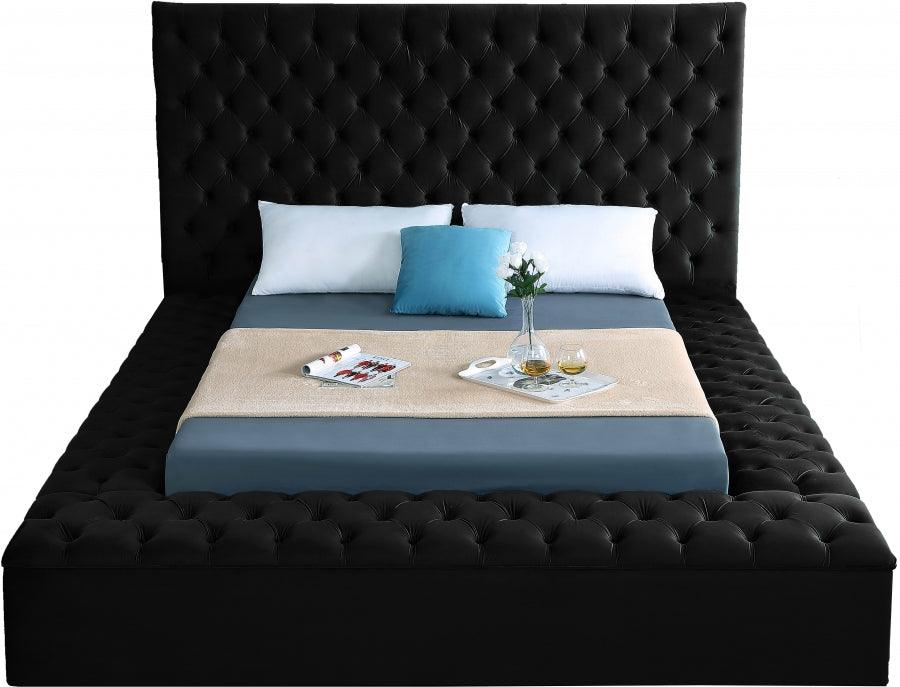 Bliss Velvet King Bed In Black - Blissblack - K | Meridian | Home Elegance USA